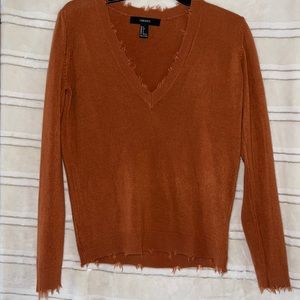 Forever 21 S Raw Hem Orange Sweater